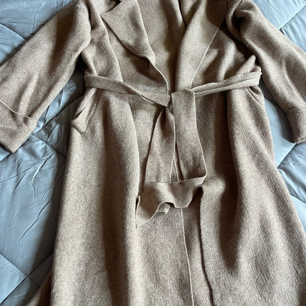 Cozy Tan Belted cardigan ,size large but most definitely will fit xlg .
